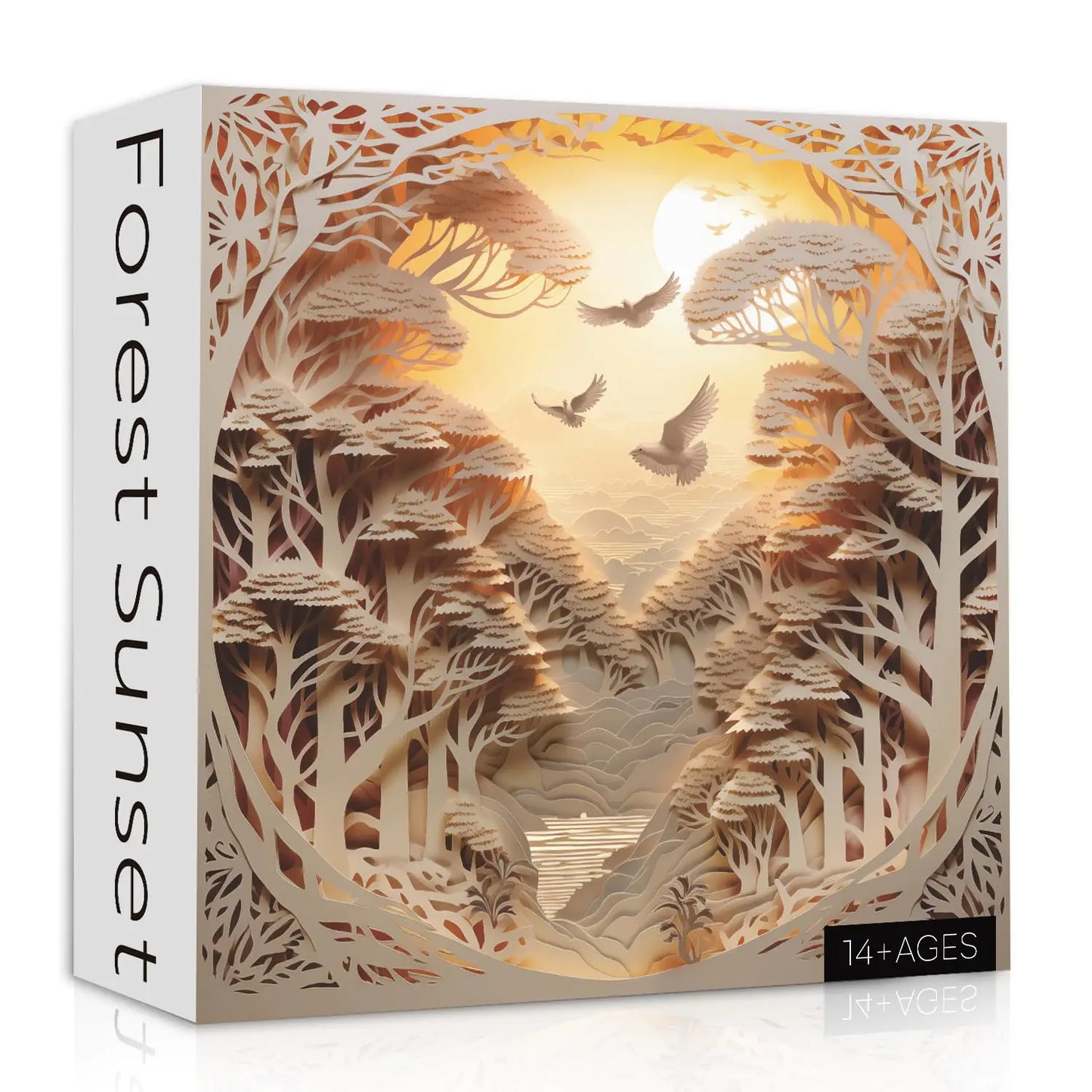 Forest Sunset Puzzles for Adults 1000 Pieces Difficult Challenge Tree of Life Jigsaw Puzzles Autostereoscopy River Scene Paper Art Puzzles as Wall Decor