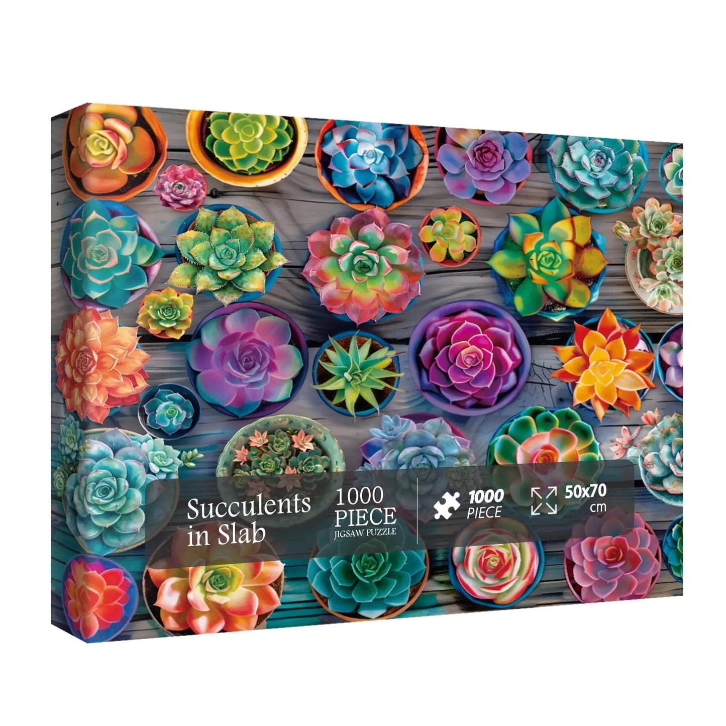 Colorful Succulent Plant Puzzles for Adults 1000 Pieces Pretty Flower Art Jigsaw Puzzles Beautiful Floral Cute Puzzles