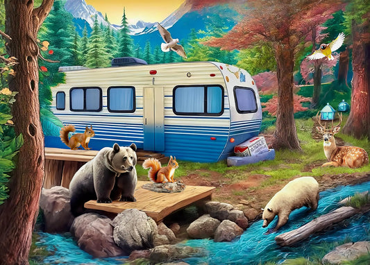 300 Pieces Jigsaw Puzzles for Adults - Puzzles for Kids Ages 6-8 8-10 10-12 - Large Piece Puzzles for Seniors - Forest Bear Adventure