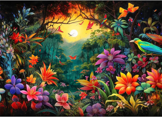 HUADADA Jigsaw Puzzles for Adults 1000 Piece Jigsaw Puzzles for Adults Challenging Game Puzzles with Letters on Back （Flowers and Birds）