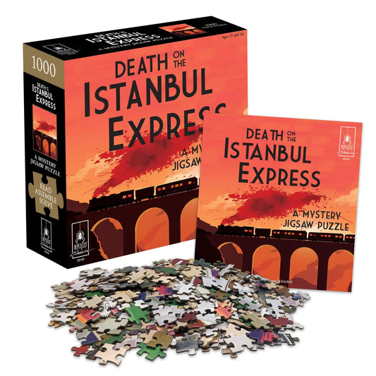 Murder Mystery Party | Classic Mystery Jigsaw Puzzle Death on The Istanbul Express 1000 Piece Jigsaw Puzzle Orange