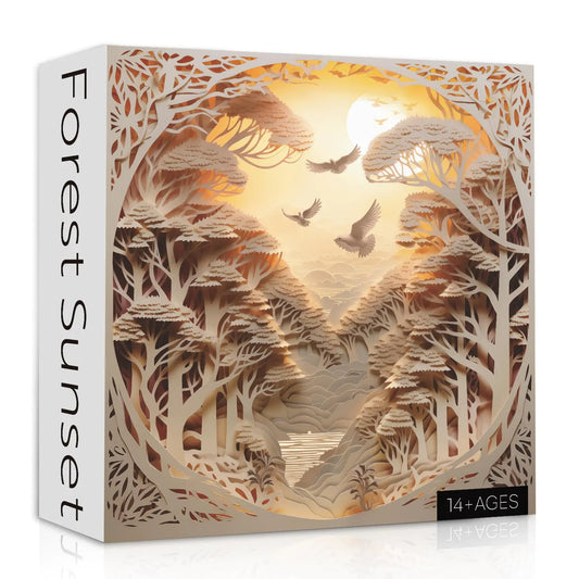 Forest Sunset Puzzles for Adults 1000 Pieces Difficult Challenge Tree of Life Jigsaw Puzzles Autostereoscopy River Scene Paper Art Puzzles as Wall Decor