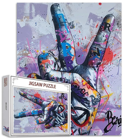1000 Piece Street Graffiti Jigsaw Puzzle Colorful Doodle Happy Gestures Jigsaw Puzzles for Adults Challenging Family Activity Games Colorful DIY Puzzle for Home Decor Gifts for Friends 20 x 27