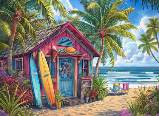 Surfer Shack 300 Pieces Jigsaw Puzzles Moderate Challenge Kids Puzzles Family Game Nights Finish Size 20.5 * 15.0 in