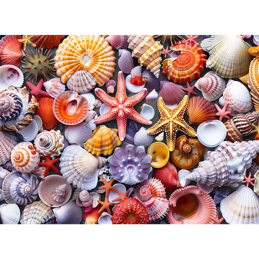 500 Pieces Jigsaw Puzzles for Adults–Colorful Beach Shells Puzzle for Adults Children Elderly–Recycled Paper Puzzle 500 Pieces–Glossy Sturdy Pieces Challenging Family Game Great Gift Idea (20.5x15in)