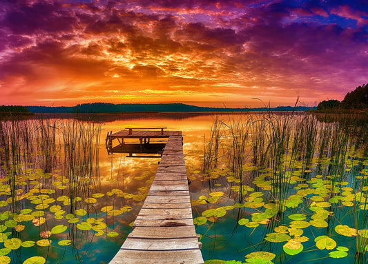 Jigsaw Puzzles 1000 Pieces - WISHDIAM Puzzles for Adults - Lake at Sunset National Park Nature Impossible Hard Difficult Challenging Puzzles for Home Decor Birthday Party Gifts Toy for Men Women