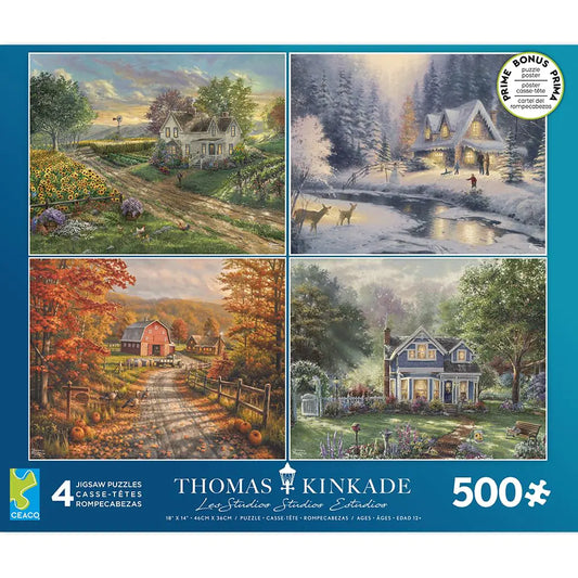 Ceaco - 4 in 1 Multipack - Thomas Kinkade - Seasons - (4) 500 Piece Jigsaw Puzzles